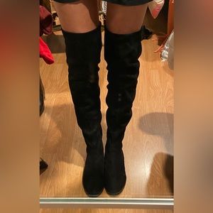 Steve Madden black knee high suede boots.